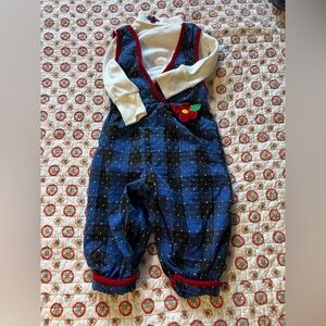 Vintage 90s Baby Togs Overalls Turtleneck Flower Set size 12 months Baby girl